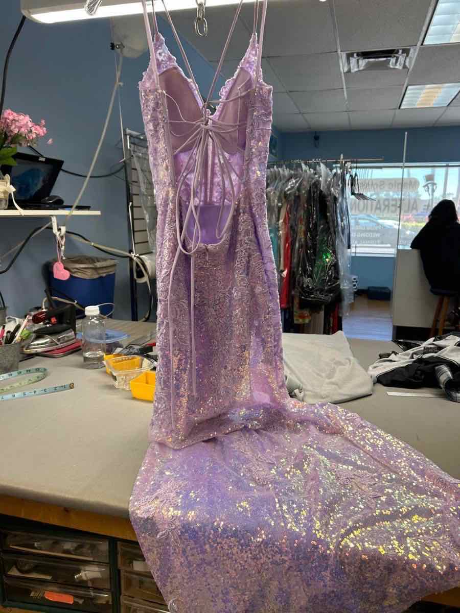 Lavender iridescent sequin gown